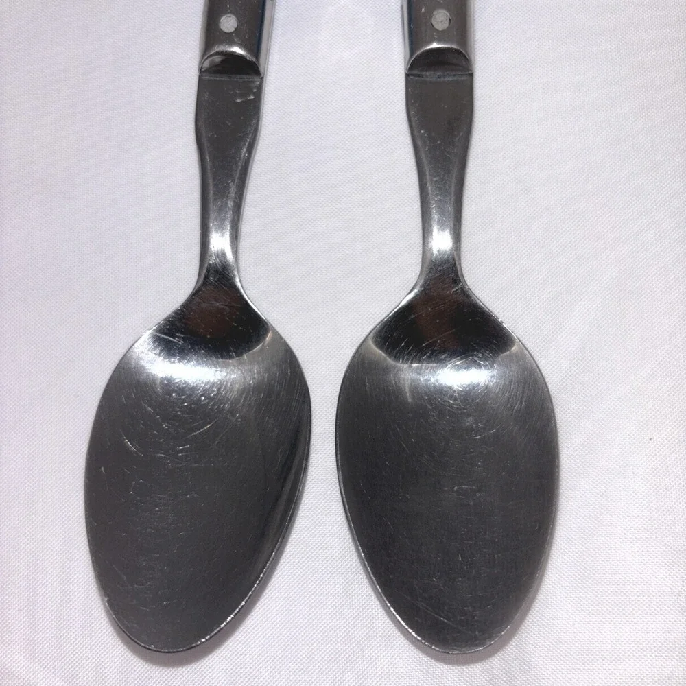 Interpur Korea Stainless Flatware Blue Handle Soup Spoons Lot Of 5 Vintage MCM